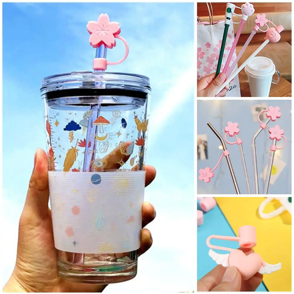 

1pcs Creative Splash Proof Airtight Reusable Silicone Straw Plug Cup Accessories Cartoon Plugs Cover Drinking Dust Cap