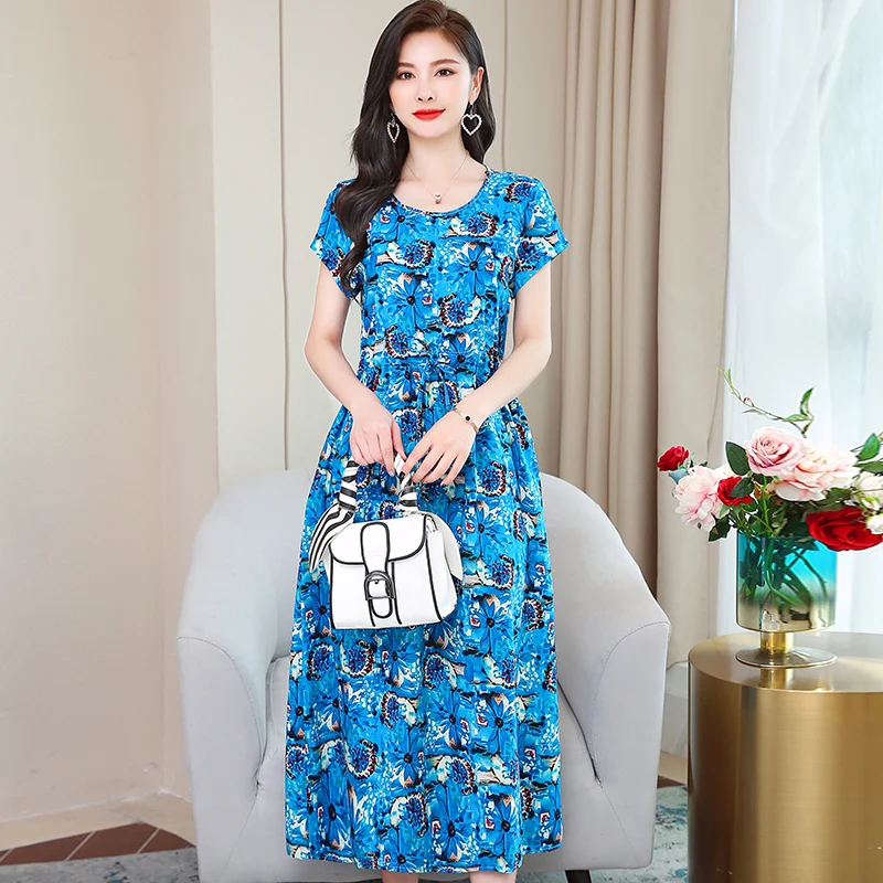

Dresses For Women 2022 New Summer Dress Women Clothing Long Slim Short Sleeve Dresses Female Vestido Fashion Woman's Gown