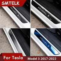 model3 2022 door sill decoration wrap cover for tesla model 3 2021 accessories pedal protection strip model three carbon fiber