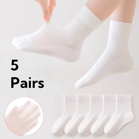 Horetong детские носки белые сетчатые 5 пар