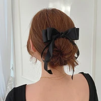 2022 black bow streamer hair spring clips for women fashion geometric barrettes headwear girls sweet hairpins hair accessories