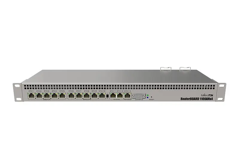 

MikroTik RouterBOARD RB1100AHx4 Dude Edition with 13 Gigabit Ethernet Ports, RS232 Serial Port and Dual Redundant Power Supplies