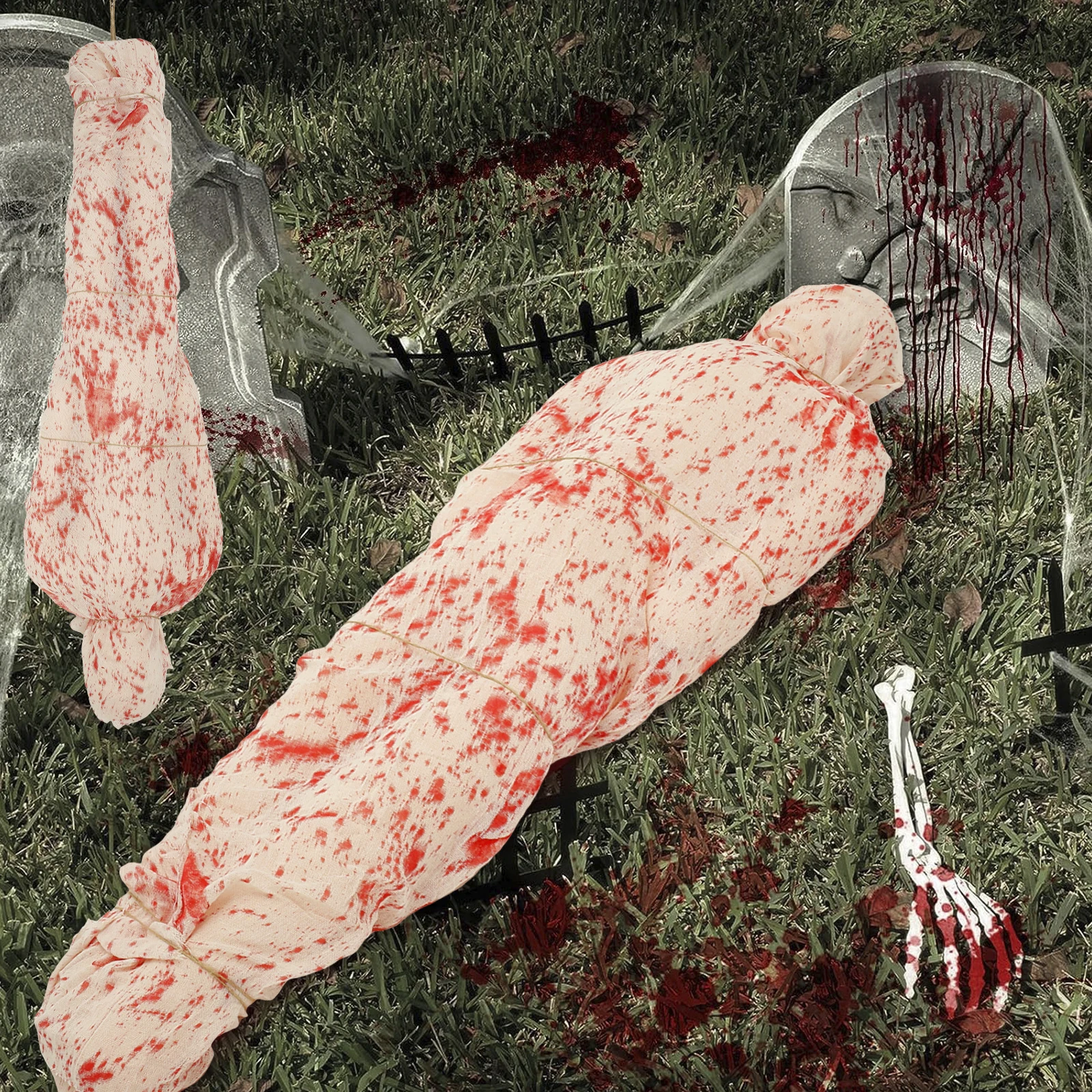 

Halloween Decorations Dead Victim Props 4.92ft Dead Body Props with Creepy Cloth Scary Lying Fake Corpses Props with Ground