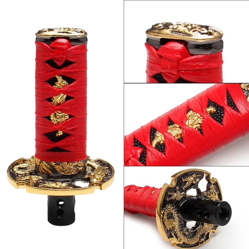 Универсальная ручка переключения передач самурайского меча JDM кожаный нож