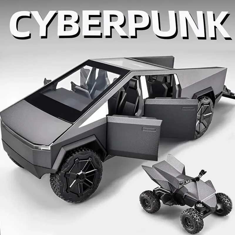 Cybertruck Pickup 1:24 модель автомобиля из серебряного сплава грузовик литье под