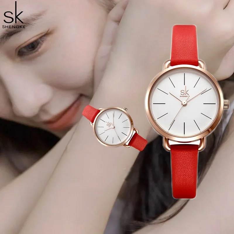 Shengke Relogio Feminino Fashion Women Watches Leather Strap Luxury Woman's Quartz Wristwatches Original Deisgn Ladies Clock enlarge