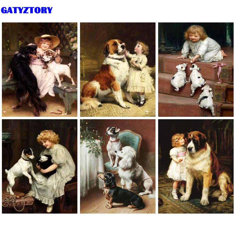 GATYZTORY Женская портретная рамка для творчества картина по номерам собака на