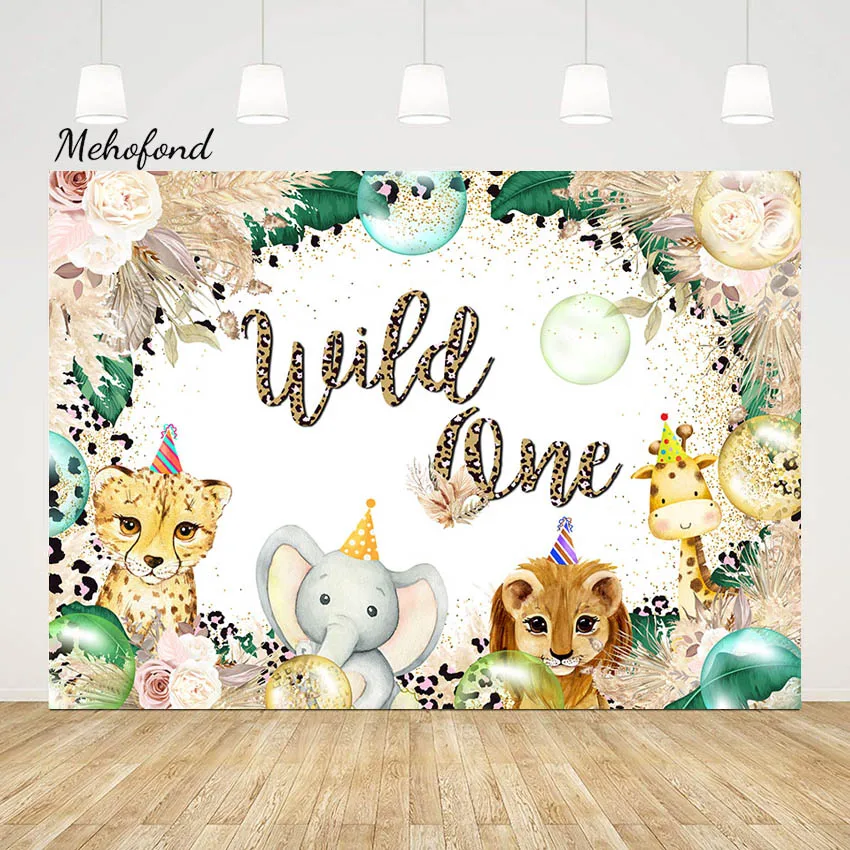 

Фон для фотографий Mehofond сафари дикий один джунгли новорожденный малыш первый день рождения воздушный шар животное цветок фотография