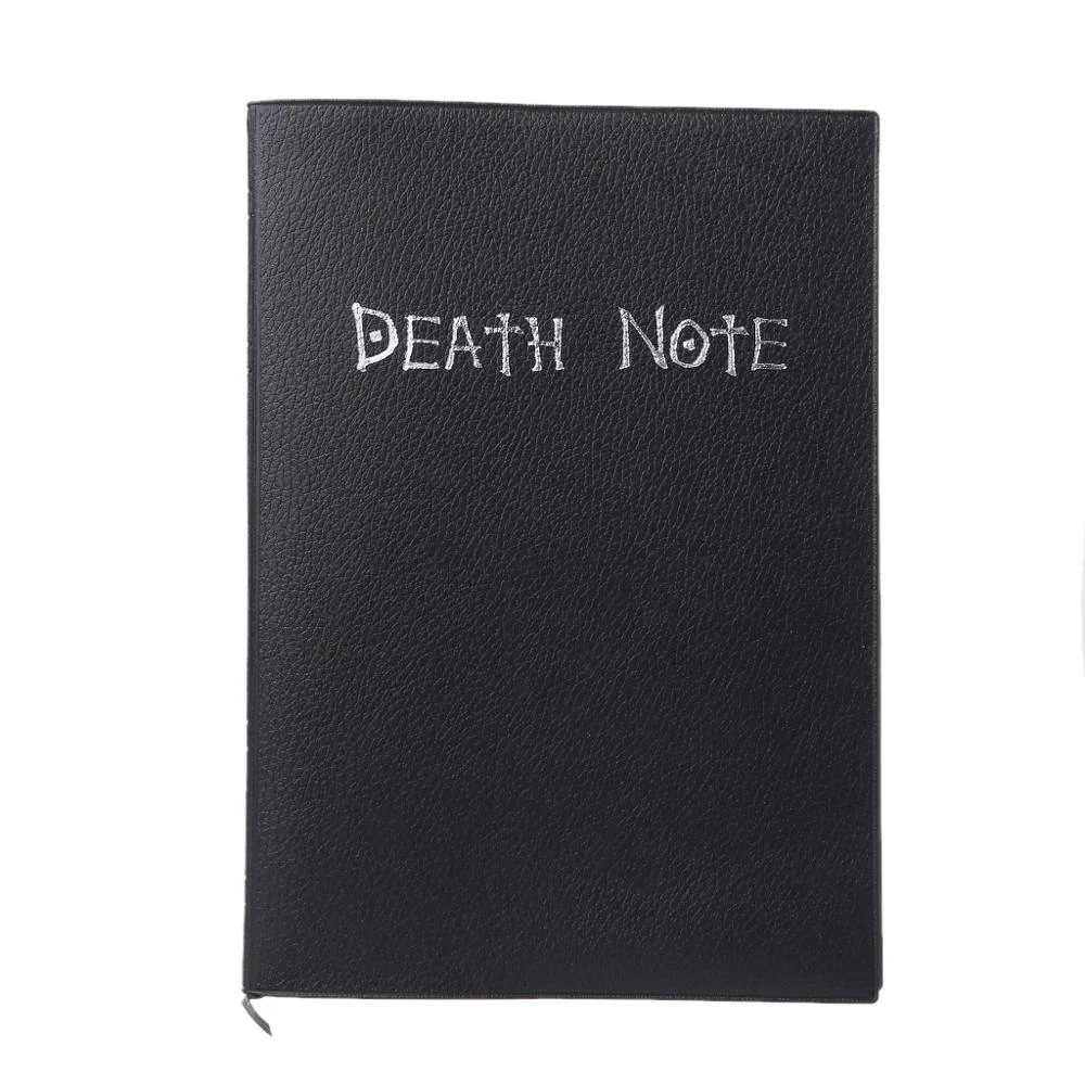LOLEDE Anime Death Black Cover Note Notebook Set Leather Journal and Feather Pen Journal Gift