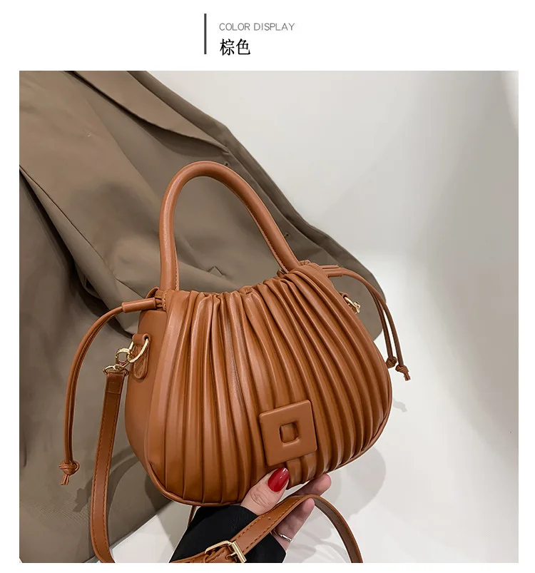 

Pleated Drawstring Handbag Phone Shoulder Bag Phone Pocket Pouch Crossbody Bags For iPhone Women