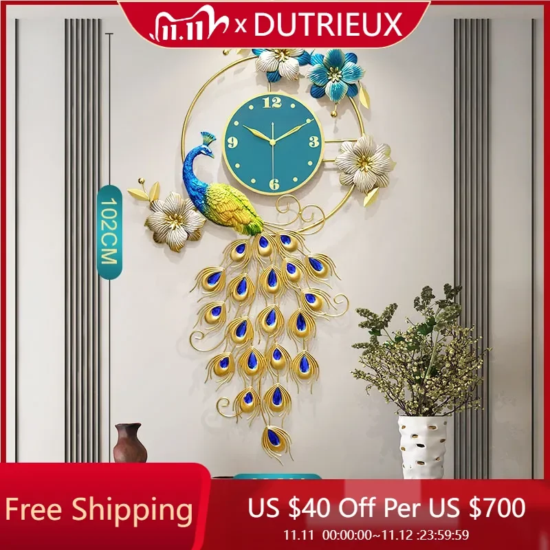 Xenomorph милые часы настенный будильник павлин китайский стиль минималистичный