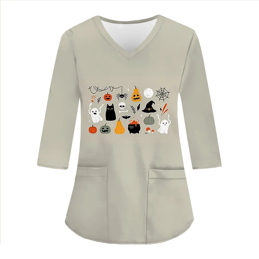 Женские забавные футболки на Хэллоуин униформа женская форма с принтом