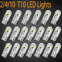 10x w5w led t10 car cob bulbs glass interior map dome auto signal lamp 6000k wedge license plate turn clearance reading lights
