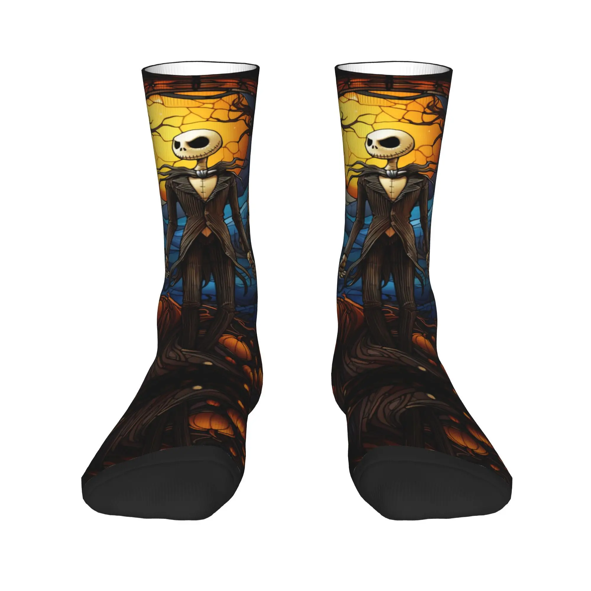 Модные носки с принтом Джека Скеллингтона и тыквы для мужчин женщин эластичные