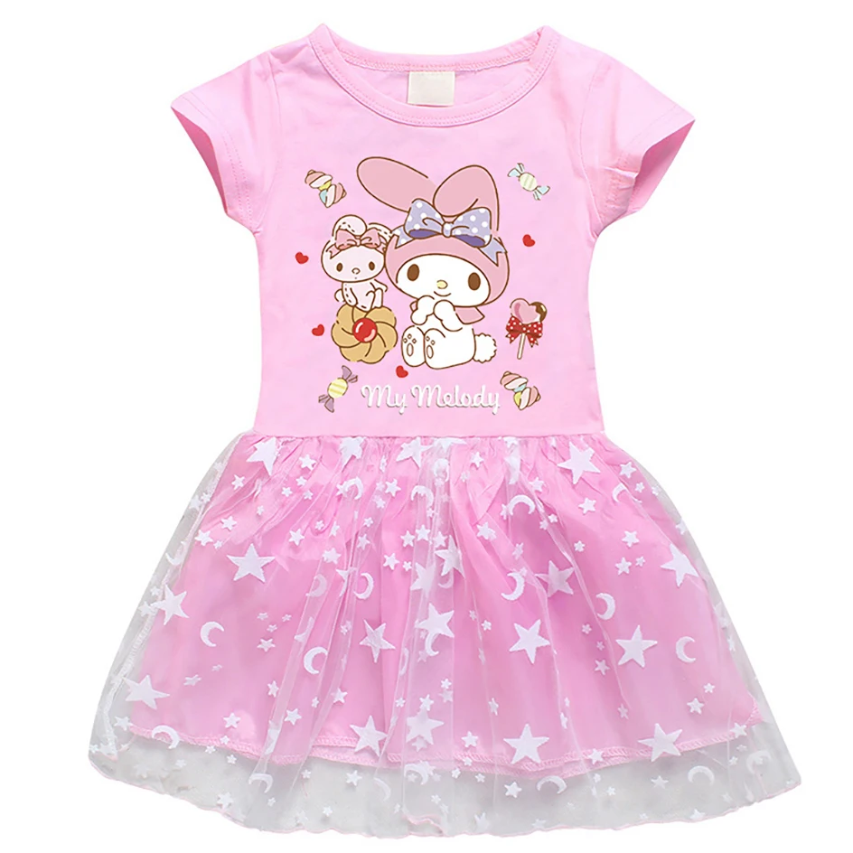 

Sanrioed Anime My Melody Summer Skirt Toddler Girl Dress Kawaii Soft Kids Short Sleeve Dresses Casual Beach Dresses Gift Clothes