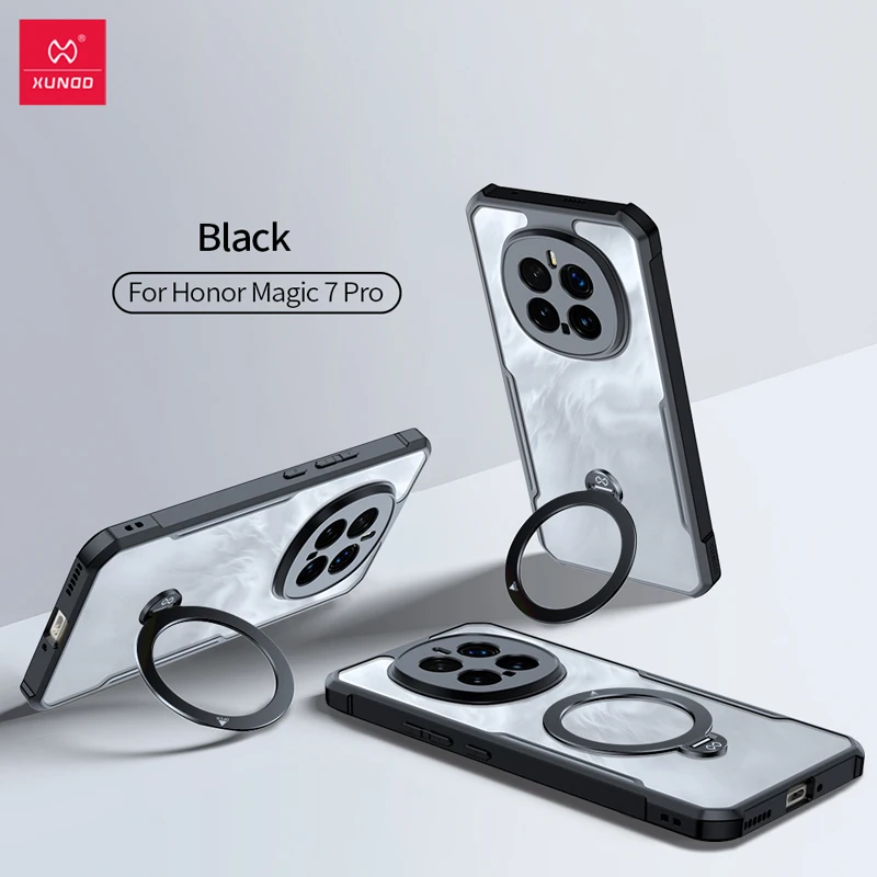 Фото Чехол для Honor Magic 7 6 Pro Xundd, противоударный магнитный лазерный узор, ПК + ТПУ, кольцо для беспроводной зарядки, чехол-держатель №1