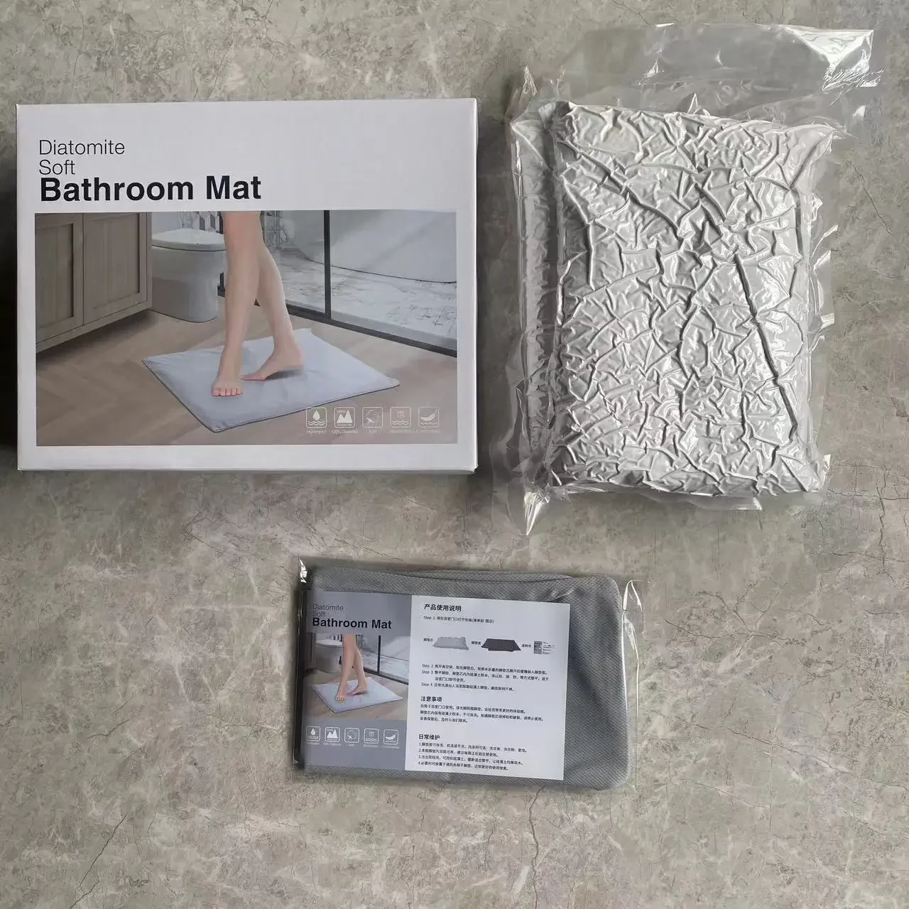 Мягкий удобный коврик для ванной комнаты с диатомовой землей впитывающий