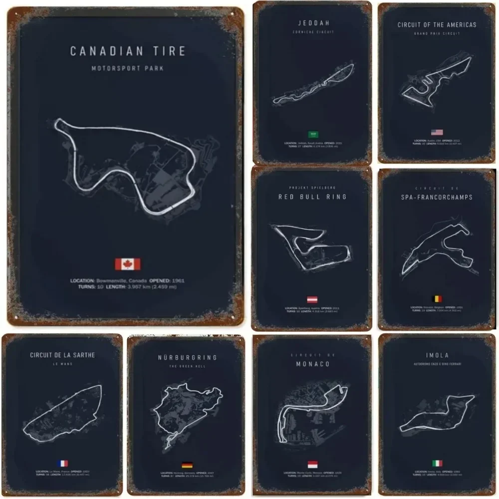 Imola Monaco Track Thetic Motorsport Race Постер Металлическая Настенная Художественная