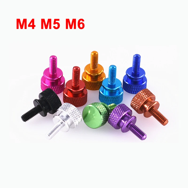 

3PCS M4 M5 M6 Knurled Thumb Screws Aluminum Alloy Computer Case DIY Step Decoration Screw Multiple Color Length 5-20mm