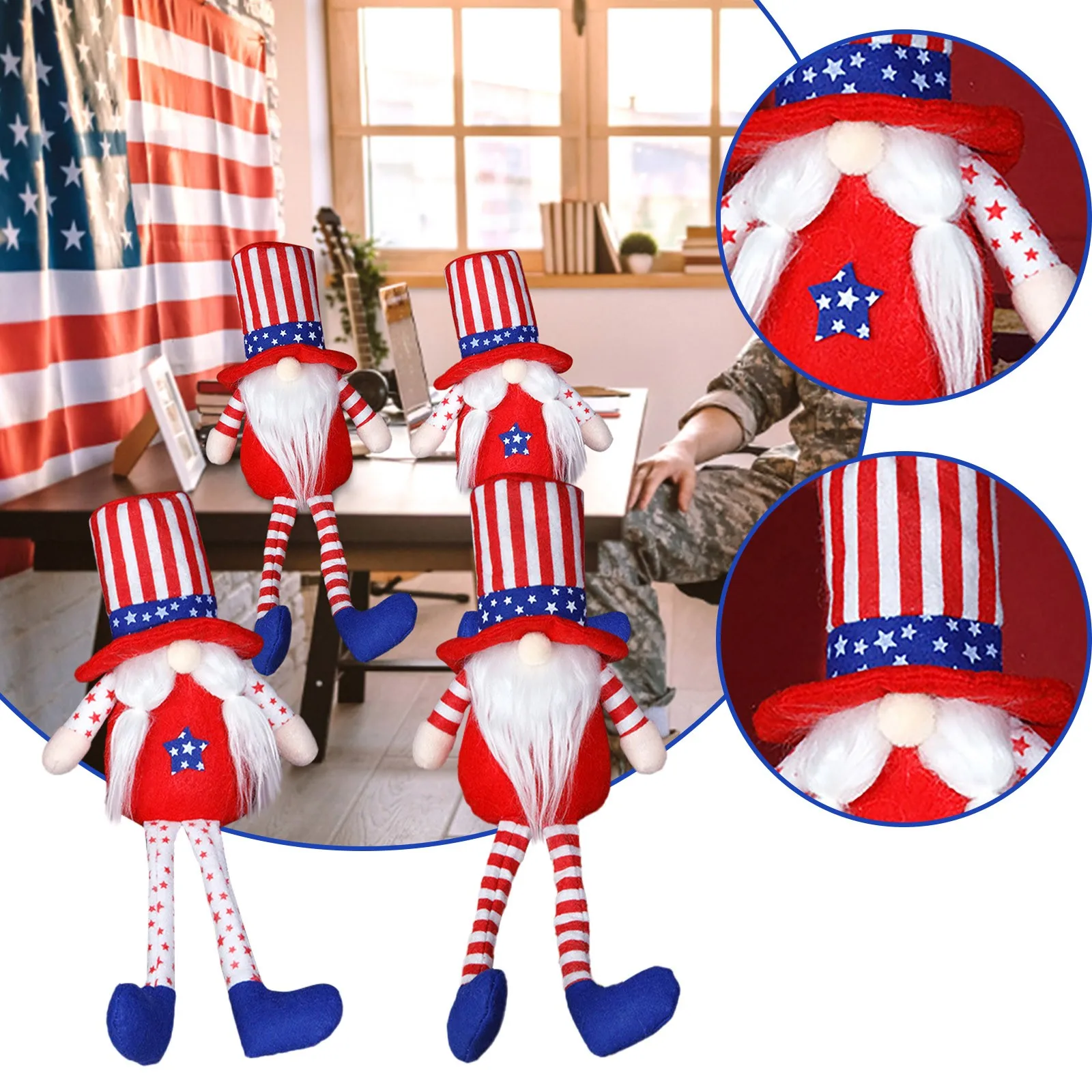 

Ornament Decoration Striped Doll Independence Home Doll Day Gnome Desktop Ornament