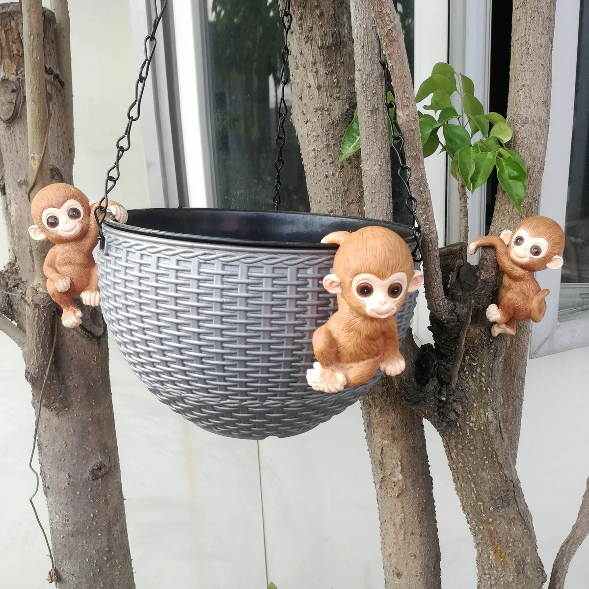 

3pcs/set Garden Decoration Animal Dolls for Flowerpot Gardening Bonsai Ornaments Rabbit Frog Monkey Resin Handicraft Home Decor
