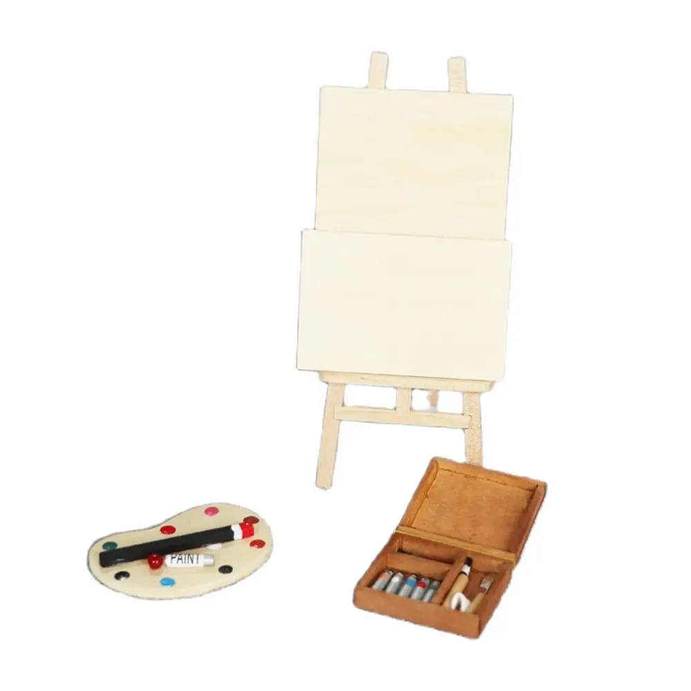 

1/12 Scale Miniatures Wooden Drawing Board Paint Plate Paint Box For DIY Miniature Building Kit Decoration Accessories