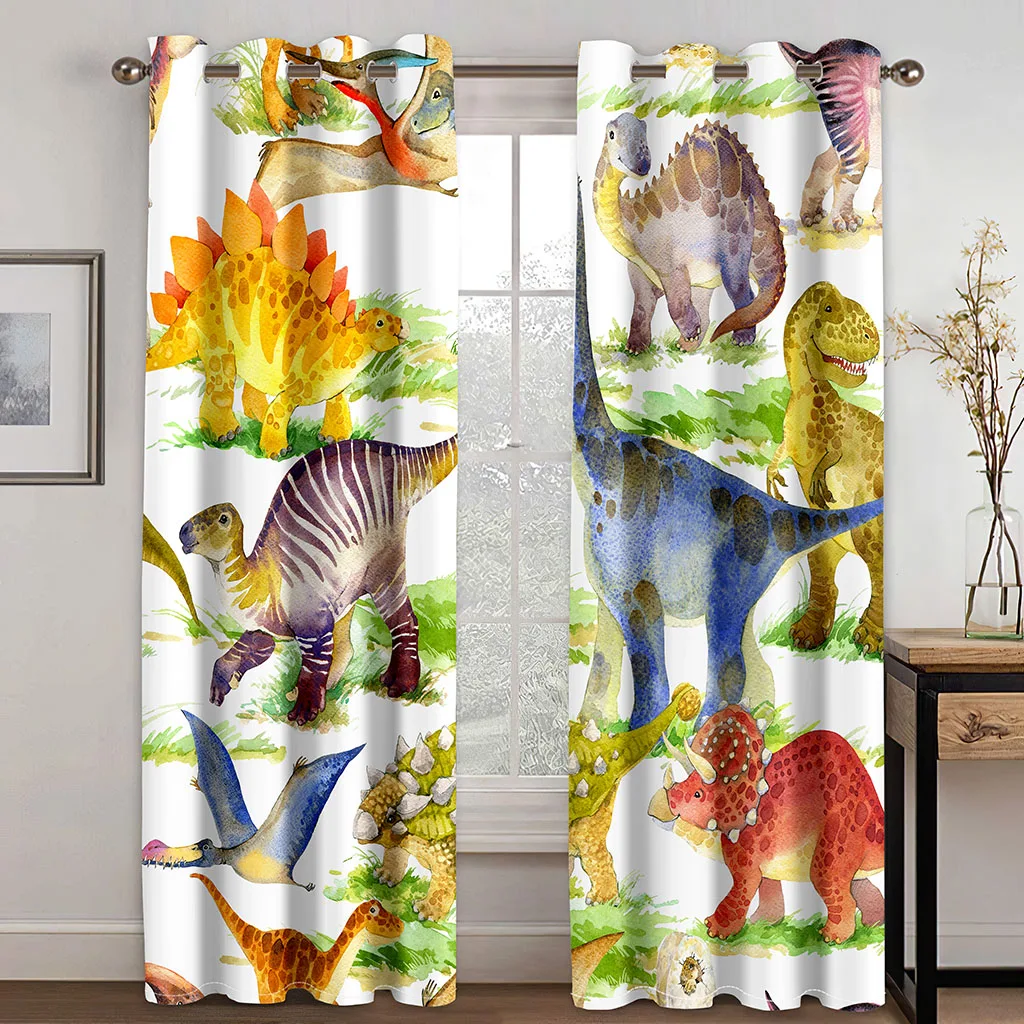 Мультяшные Забавные Симпатичные занавески на окна с динозавром для гостиной