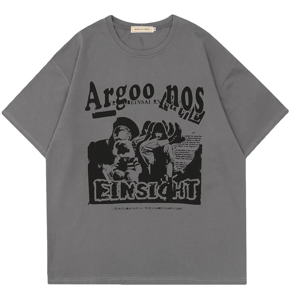 

T Shirt for Men Goth Punk Darkness Print Cotton O-neck Tops Tee Men's Clothing Harajuku Casual Oversized Short Sleeve T-shirts