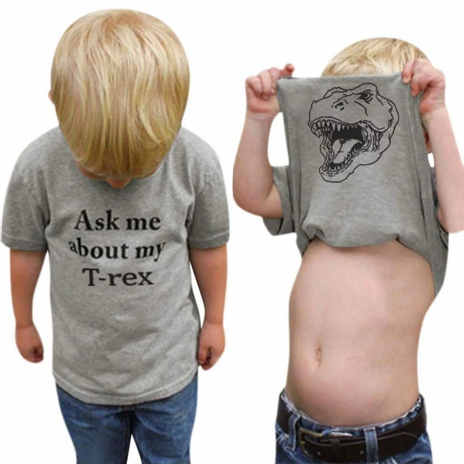 

ASK ME ABOUT MY Children's Novelty Funny Humor Flip T Shirt Round Neck Short Sleeved T Shirt 3 To 14 Years Old Children 2t Tops
