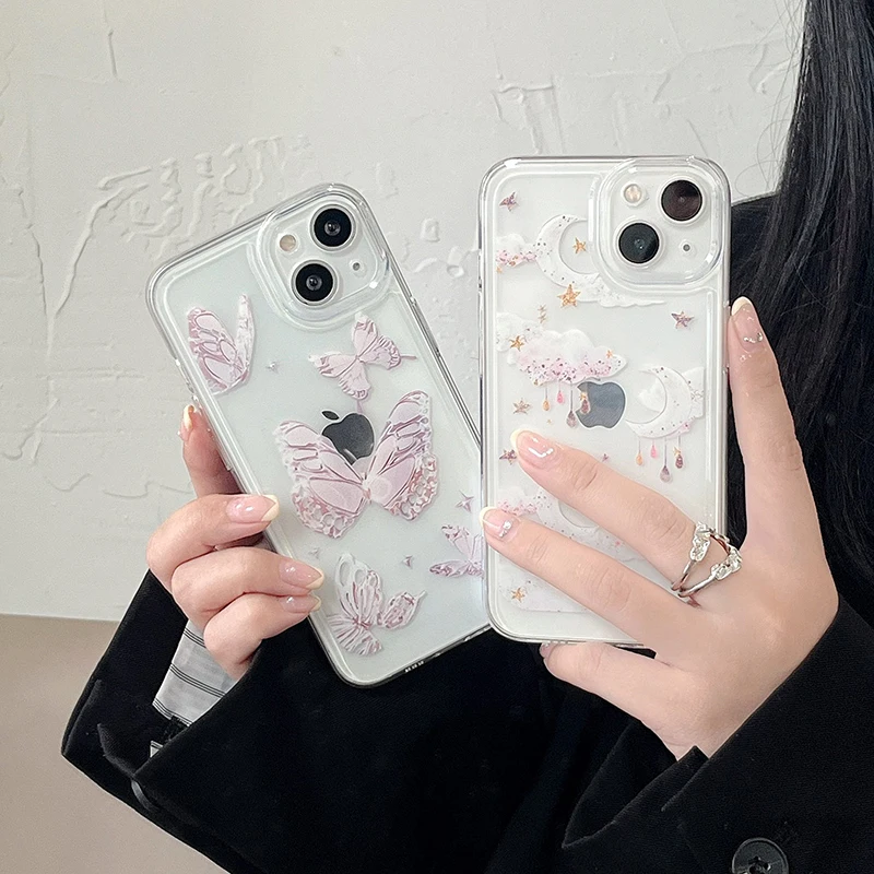 

Butterfly Moon Star Cute Lovely Phone Case For Huawei P50 P40 P30 Pro P20 Mate 20 30 40 Nova 9 pro 8 7SE 6 5 4 3 Honor 50 Cover