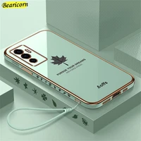 Luxury Plating Maple Leaf Phone Case For Samsung Galaxy S20 S21 S10 Plus Note Ultra S21 S20 Square Frame Soft Cover