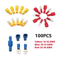 100pcs insulated crimp spade terminal female male connector lug waterproof electrical wire cable terminal connector kit