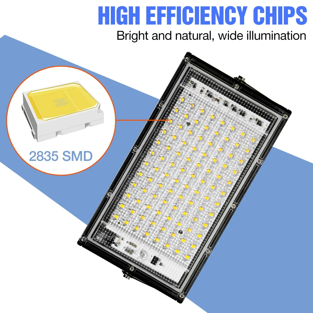 100W Прожектор светодиодный наружного освещения для газонов AC220V Садовая рабочая лампа Уличный водонепроницаемый ландшафтный светильник на стену.