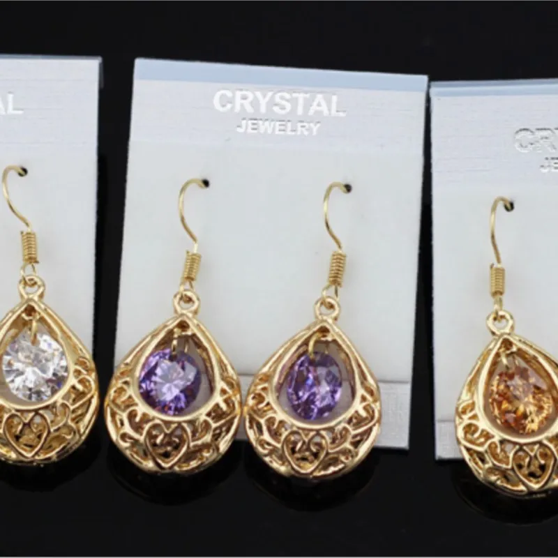 Австрийского хрусталя циркона воды полые серьги ювелирные изделия дропшиппинг