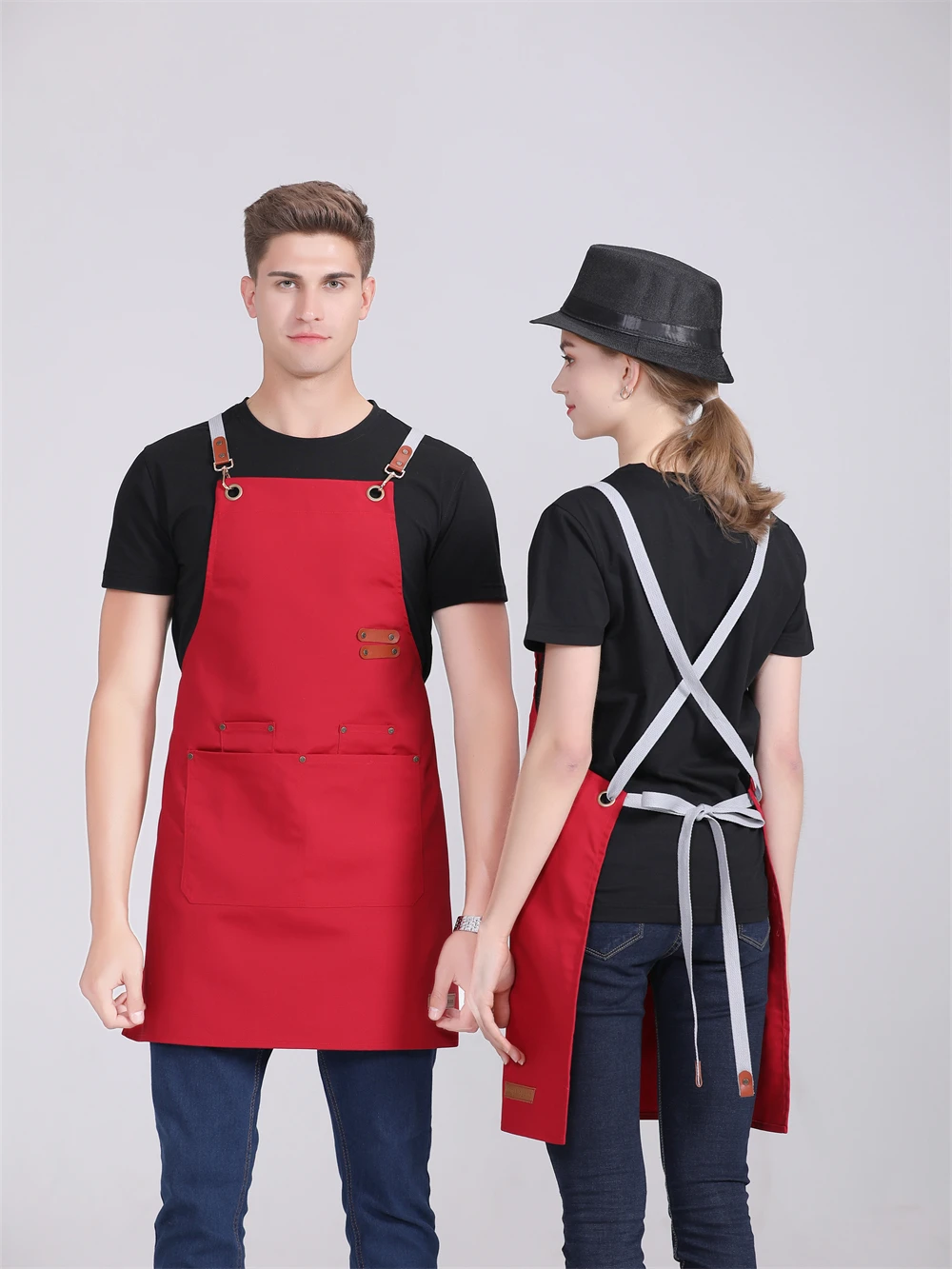 

1Pc Custom Waterproof Kitchen Apron Unisex Adjustable Strap Barbecue Bartender Chef Hairdresser Bibs Florist Pet Shop Overalls