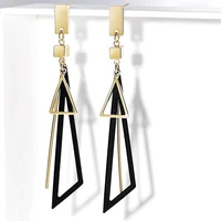 new boho triangle hang earrings for women pink green hollow geometric statement tassel earrings elegant party ear jewelry