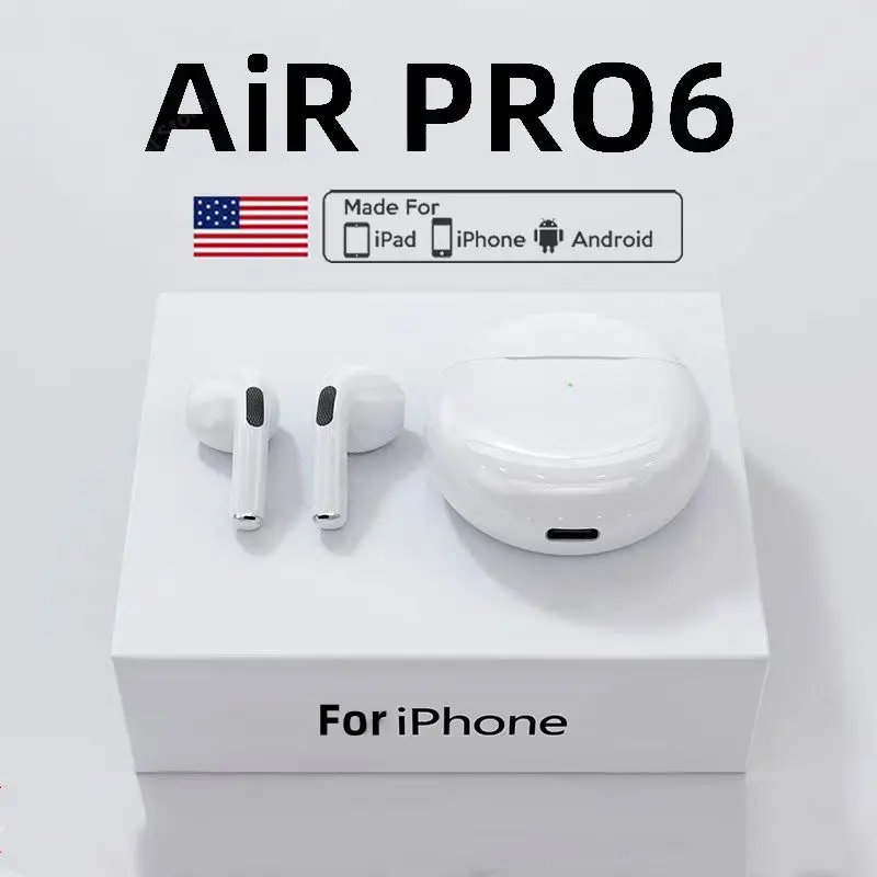 NEW Original Air Pro 6 TWS Wireless Headphones Fone Bluetooth Earphones Mic Pods In Ear Earbuds Earbuds sport Headset For Xiaomi