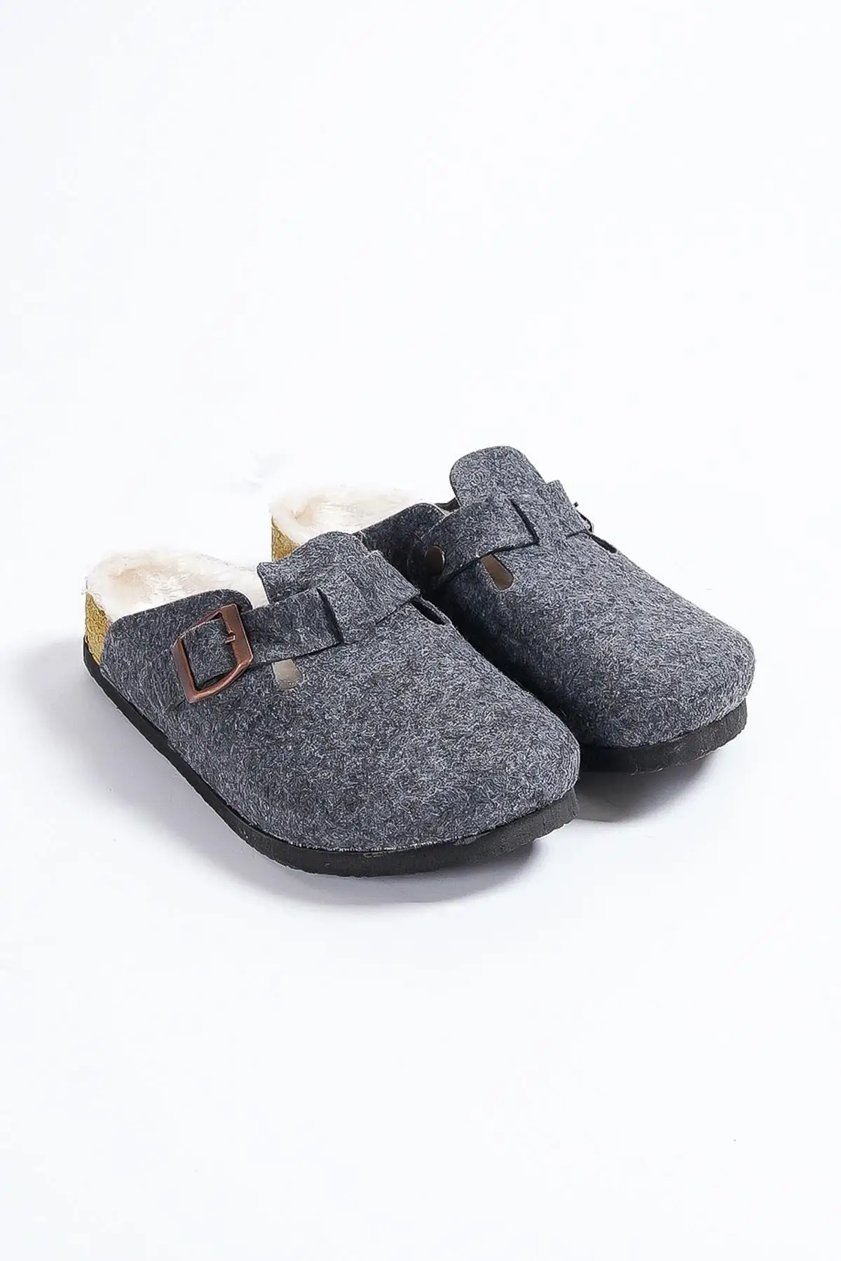 

Black smoked Jelly suede slippers with fur slippers