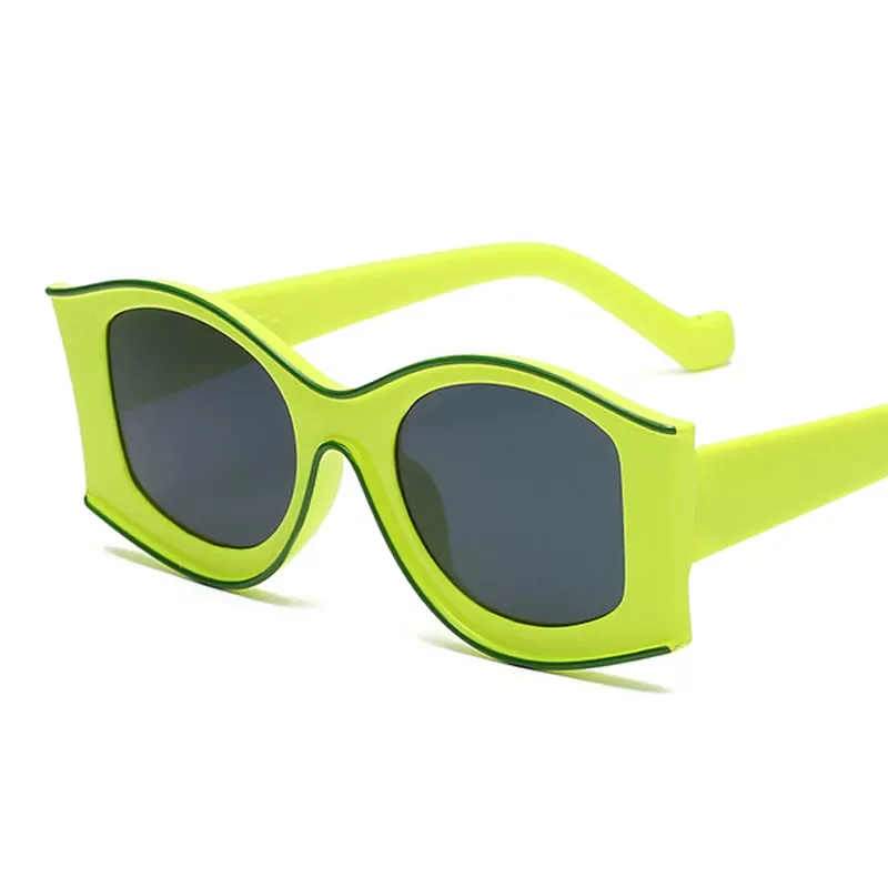 

New in Vintage Punk Sunglasses Women Brand Designer Retro Sun Glasses Female Big Frame Shades Green Irregular Oculos De Sol y2k