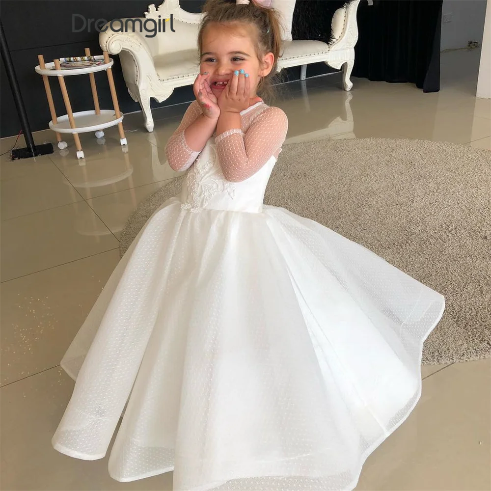 

Lovely Long Sleeves Puffy Princess Kids Birthdays Dresses Baby First Communion Flower Girl Dress for Very Elegant Party