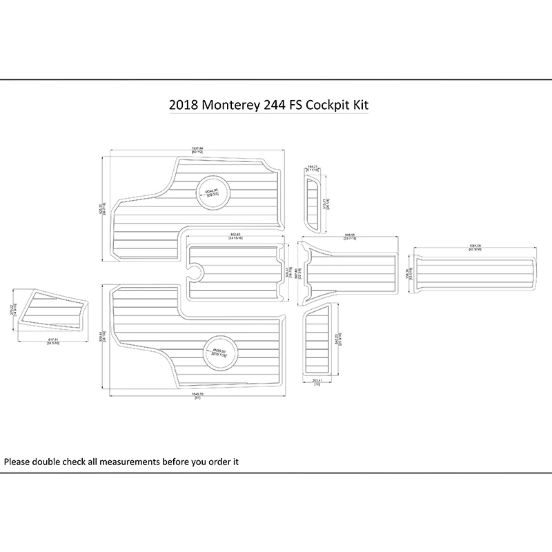 2018 Monterey 244 FS Cockpit Kit Boat EVA Faux Foam Teak Deck Floor Pad