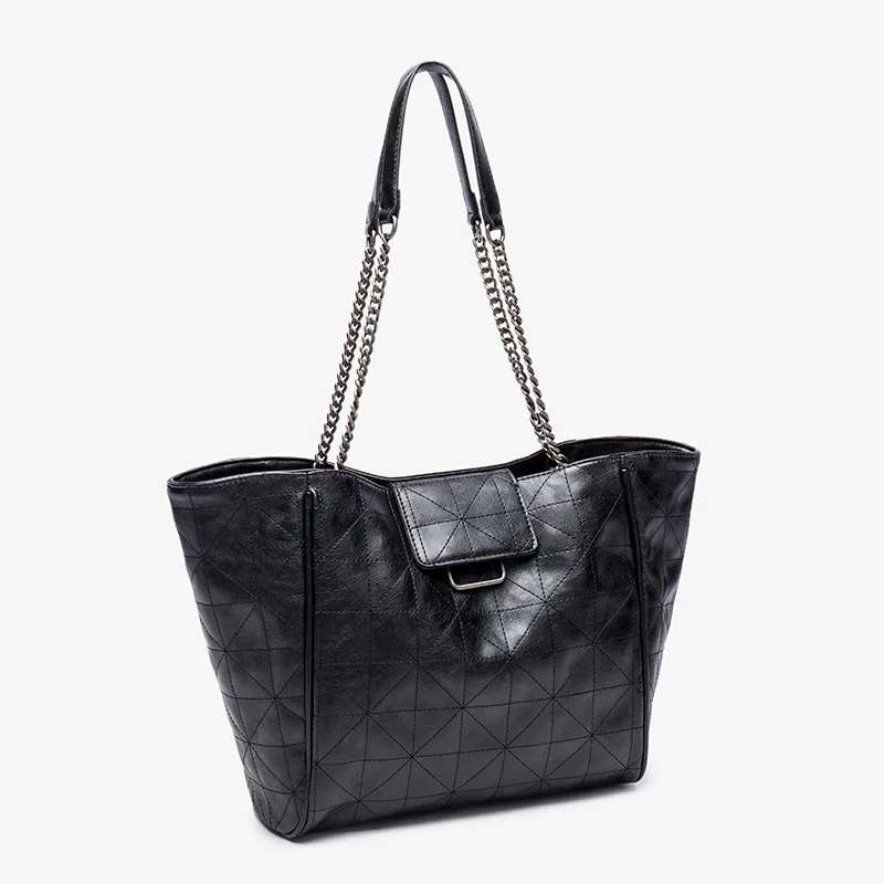 

Brand Designer Large Capacity Black Pu Leather Tote Bag for Women Soft Shopping Bag High Quality Work Travel Female Hang Bag