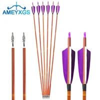 612pcs 30inch spine 500 carbon arrow id 6 2mm with 4inch turkey feather for archery bow and arrow hunting shooting accessories