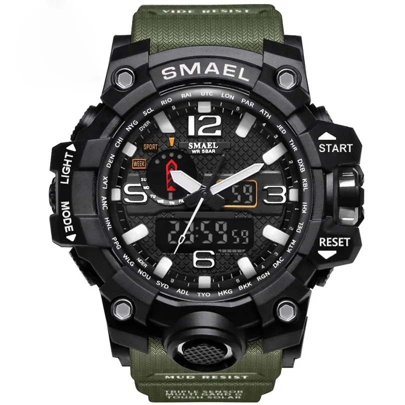 

Brand Men Sports Watches Dual Display Analog Digital LED Electronic Quartz Wristwatches Waterproof Swimming Watch