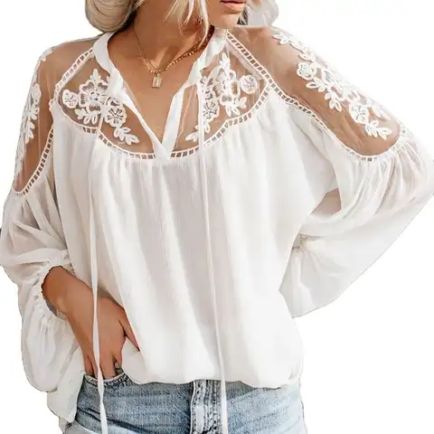 Tops Fashionable Black Blouses Women's Elegant Lace blouse ladies' blouses & tops