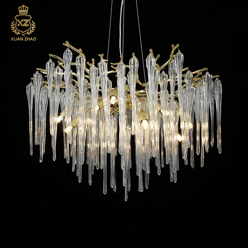

XUANZHAO French Light Luxury Aluminum Chandelier Living Room Dining Room Lamp American Retro Art Branch Lamp