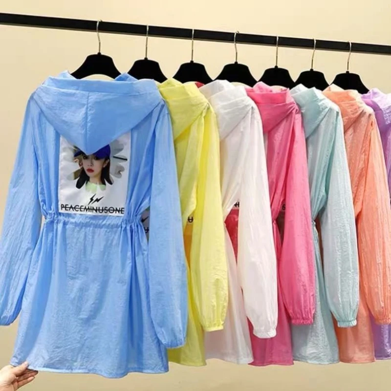 

2022 Woman Waterproof Jacket Female Sun Protection Clothing Large Size Outdoor Windbreakers Ladies Hooded Long Sleeve Coat A02
