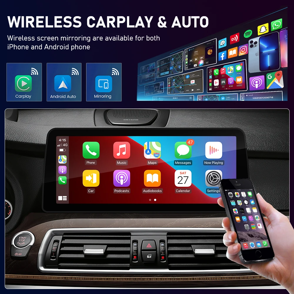 Фото Автомагнитола Android 12.3 дюйма для BMW 5 серии 5GT F07 F10 F11 E60 E61 G30 G38 2004-2020 с беспроводным CarPlay и мультимедийным стереоплеером №2