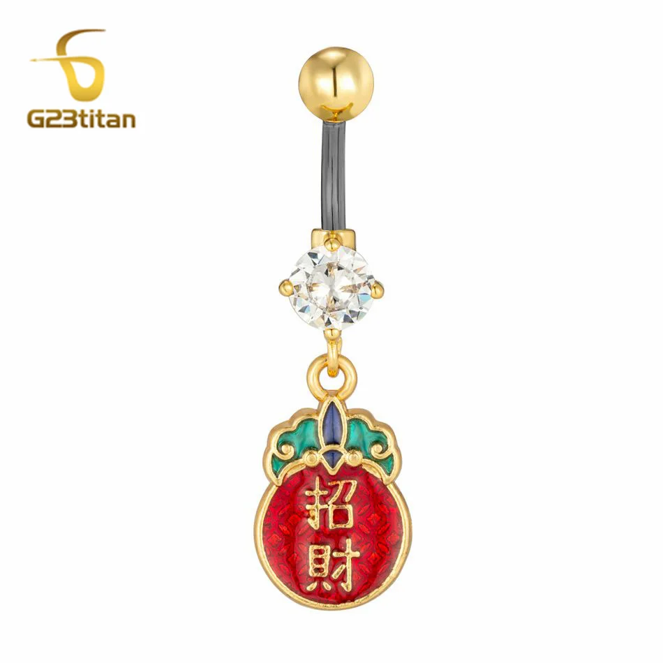 Золотопокрытое кольцо для пупка G23titan