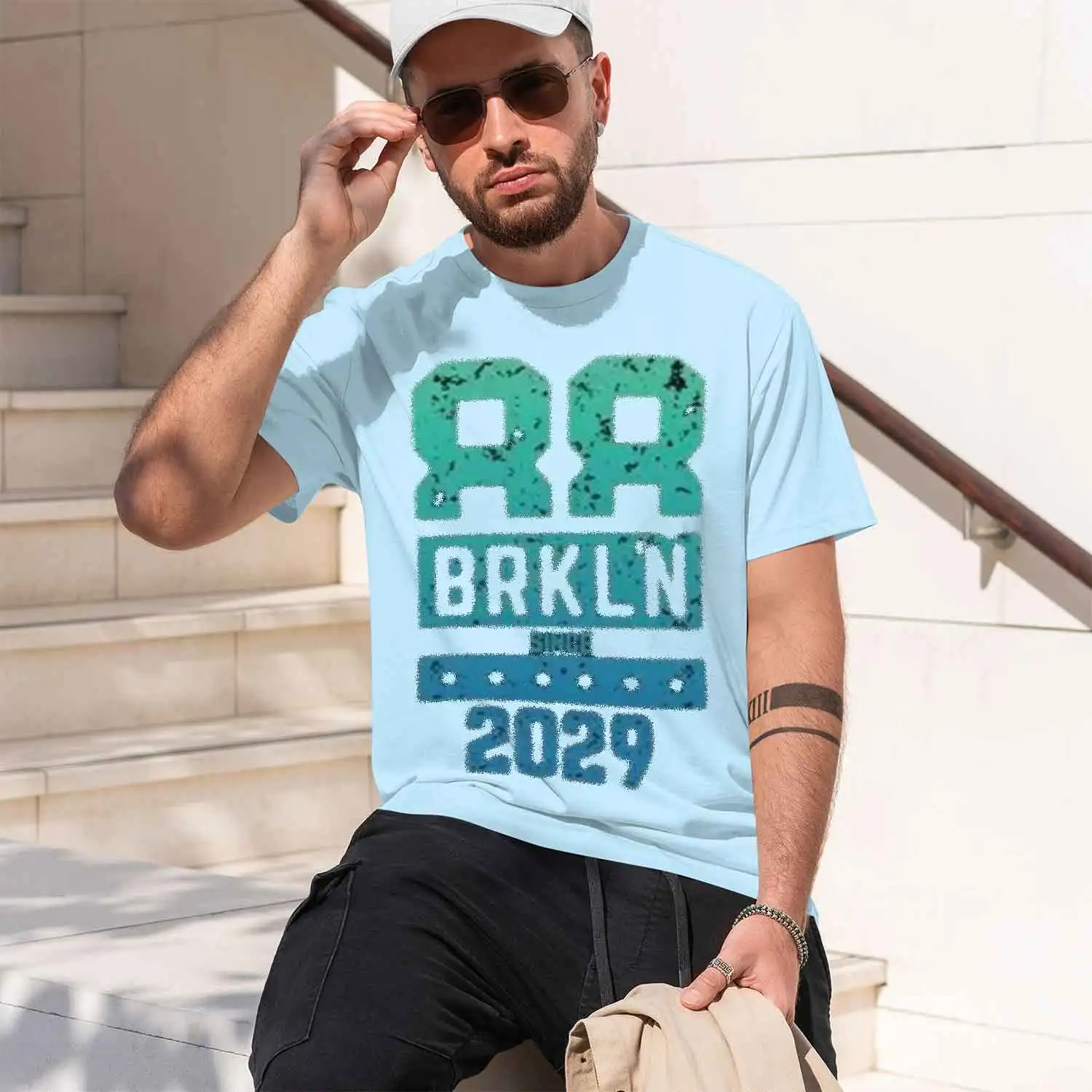 Фото Мужская футболка Graph Tee Brkln с 2029 года - Brkln с 2029 года, новая модель 2026 года, футболка с коротким рукавом и круглым вырезом, классическая повседневная, в различных цветах №4